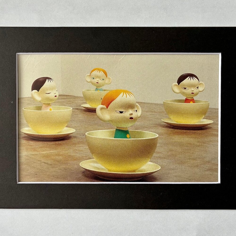 NWT ART PRINT WITH MAT: Cup Kids, Yoshitomo Nara